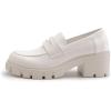 imageAthlefit Womens Platform Chunky Loafers Comfortable Slip on Lug Sole Business Loafer Shoes01 White