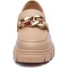 imageAthlefit Womens Platform Chunky Loafers Comfortable Slip on Lug Sole Business Loafer ShoesApricot