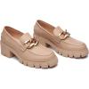 imageAthlefit Womens Platform Chunky Loafers Comfortable Slip on Lug Sole Business Loafer ShoesApricot