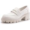 imageAthlefit Womens Platform Chunky Loafers Comfortable Slip on Lug Sole Business Loafer Shoes01 White