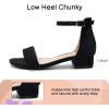imageAthlefit Girls Sandals Open Toe Ankle Strap Low Heels Girl Dress Shoes For Toddler Little Big KidBlack