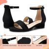 imageAthlefit Girls Sandals Open Toe Ankle Strap Low Heels Girl Dress Shoes For Toddler Little Big KidBlack