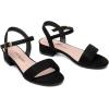 imageAthlefit Girls Sandals Open Toe Ankle Strap Low Heels Girl Dress Shoes For Toddler Little Big KidBlack Suede