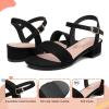 imageAthlefit Girls Sandals Open Toe Ankle Strap Low Heels Girl Dress Shoes For Toddler Little Big KidBlack Suede