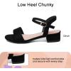 imageAthlefit Girls Sandals Open Toe Ankle Strap Low Heels Girl Dress Shoes For Toddler Little Big KidBlack Suede