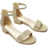imageAthlefit Girls Sandals Open Toe Ankle Strap Low Heels Girl Dress Shoes For Toddler Little Big KidGold