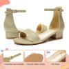 imageAthlefit Girls Sandals Open Toe Ankle Strap Low Heels Girl Dress Shoes For Toddler Little Big KidGold