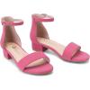 imageAthlefit Girls Sandals Open Toe Ankle Strap Low Heels Girl Dress Shoes For Toddler Little Big KidNubuck Fuchsia