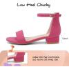 imageAthlefit Girls Sandals Open Toe Ankle Strap Low Heels Girl Dress Shoes For Toddler Little Big KidNubuck Fuchsia