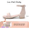 imageAthlefit Girls Sandals Open Toe Ankle Strap Low Heels Girl Dress Shoes For Toddler Little Big KidNubuck Nude