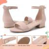 imageAthlefit Girls Sandals Open Toe Ankle Strap Low Heels Girl Dress Shoes For Toddler Little Big KidNubuck Nude