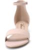 imageAthlefit Girls Sandals Open Toe Ankle Strap Low Heels Girl Dress Shoes For Toddler Little Big KidNubuck Nude