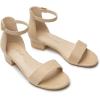 imageAthlefit Girls Sandals Open Toe Ankle Strap Low Heels Girl Dress Shoes For Toddler Little Big KidNude