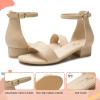 imageAthlefit Girls Sandals Open Toe Ankle Strap Low Heels Girl Dress Shoes For Toddler Little Big KidNude