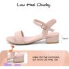 imageAthlefit Girls Sandals Open Toe Ankle Strap Low Heels Girl Dress Shoes For Toddler Little Big KidNude Nubuck