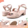 imageAthlefit Girls Sandals Open Toe Ankle Strap Low Heels Girl Dress Shoes For Toddler Little Big KidNude Nubuck