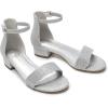 imageAthlefit Girls Sandals Open Toe Ankle Strap Low Heels Girl Dress Shoes For Toddler Little Big KidSilver