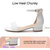 imageAthlefit Girls Sandals Open Toe Ankle Strap Low Heels Girl Dress Shoes For Toddler Little Big KidWhite
