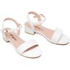 imageAthlefit Girls Sandals Open Toe Ankle Strap Low Heels Girl Dress Shoes For Toddler Little Big KidWhite Pu