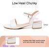 imageAthlefit Girls Sandals Open Toe Ankle Strap Low Heels Girl Dress Shoes For Toddler Little Big KidWhite Pu