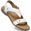 imageAthlefit Womens Comfortable Orthopedic Sandals with Arch Support Adjustable Walking Casual Orthotic SandalsWhite