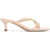 imageAthlefit Womens Strappy Kitten Heels Flip Flops Square Open Toe Low Heels Fashion Party Dress Thong Heeled SandalsNude