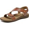 imageAthlefit Womens Comfortable Orthopedic Sandals with Arch Support Adjustable Walking Casual Orthotic SandalsBrown