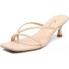 imageAthlefit Womens Strappy Kitten Heels Flip Flops Square Open Toe Low Heels Fashion Party Dress Thong Heeled SandalsNude