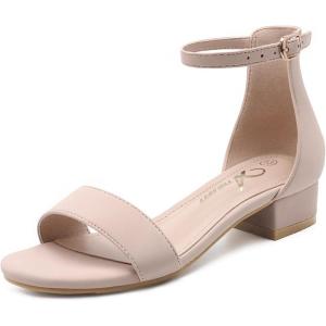 imageAthlefit Girls Sandals Open Toe Ankle Strap Low Heels Girl Dress Shoes For Toddler Little Big KidNubuck Nude