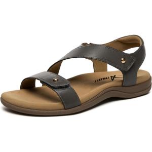 imageAthlefit Womens Comfortable Orthopedic Sandals with Arch Support Adjustable Walking Casual Orthotic SandalsGrey