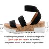 imageAthlefit Womens Wedge Sandals Platform Sandals Cork Elastic Strap SandalsBlack