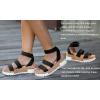 imageAthlefit Womens Wedge Sandals Platform Sandals Cork Elastic Strap SandalsBlack