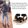 imageAthlefit Womens Wedge Sandals Platform Sandals Cork Elastic Strap SandalsBlack