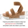 imageAthlefit Womens Wedge Sandals Platform Sandals Cork Elastic Strap SandalsBrown