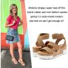 imageAthlefit Womens Wedge Sandals Platform Sandals Cork Elastic Strap SandalsBrown
