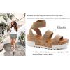 imageAthlefit Womens Wedge Sandals Platform Sandals Cork Elastic Strap SandalsKhaki