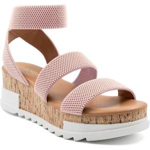 imageAthlefit Womens Wedge Sandals Platform Sandals Cork Elastic Strap SandalsBlush