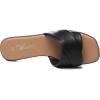 imageAthlefit Womens Summer Flat Sandals Slip On Square Toe Soft Leather Slide SandalsBlack