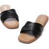 imageAthlefit Womens Summer Flat Sandals Slip On Square Toe Soft Leather Slide SandalsBlack