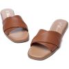 imageAthlefit Womens Summer Flat Sandals Slip On Square Toe Soft Leather Slide SandalsBrown 01