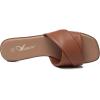 imageAthlefit Womens Summer Flat Sandals Slip On Square Toe Soft Leather Slide SandalsBrown 01