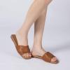 imageAthlefit Womens Summer Flat Sandals Slip On Square Toe Soft Leather Slide SandalsBrown 01