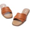 imageAthlefit Womens Summer Flat Sandals Slip On Square Toe Soft Leather Slide SandalsBrown