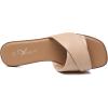 imageAthlefit Womens Summer Flat Sandals Slip On Square Toe Soft Leather Slide SandalsNude
