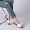 imageAthlefit Womens Summer Flat Sandals Slip On Square Toe Soft Leather Slide SandalsWhite