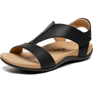 imageAthlefit Orthopedic Sandals for Women Comfortable Beach Orthotic Sandals with Arch SupportBlack