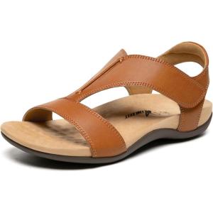 imageAthlefit Orthopedic Sandals for Women Comfortable Beach Orthotic Sandals with Arch SupportTan