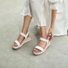imageAthlefit Platform Sandals Women Espadrille Wedge Comfortable Ankle Strap Open Toe Sandals for WalkingWhite