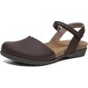 imageAthlefit Womens Closed Toe Sandals Comfort Cork Footbed Arch Support Flat SandalsChocolate