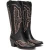 imageAthlefit Cowboy Boots for Women Western Cowgirl Square Toe boots Embroidery Chunky Heel MidCalf BootsBlack